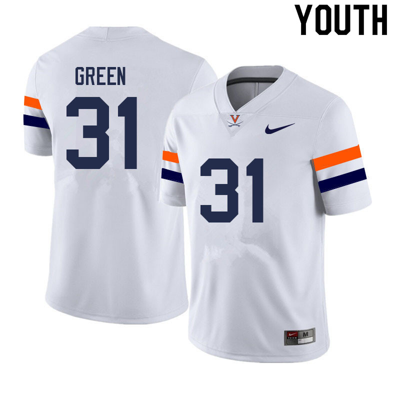 Youth #31 Mike Green Virginia Cavaliers College Football Jerseys Sale-White
